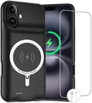 Battery Case for iPhone 16 , 2024 Newest 10000mAh Rechargeable Portable Charging Case with Wireless Charging Compatible for iPhone 16 (6.1 inch) with Carplay Extended Battery Pack Charger Case (Black)