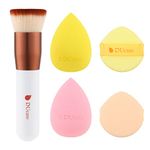 DUcare 4Pcs & 1Pc Makeup Sponges Foundation Brushes Ideal For Flawless Makeup, Non-latex Makeup Blender Beauty Powder Puffs Kabuki Flat Top Face Brush