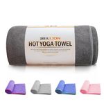 5BILLION FITNESS Yoga Mat Towel 24x72inch,61cm x 183cm Microfiber Hot Yoga Towel with Corner Pocket, Non Slip Yoga Mat Cover, Super Absorbent, Machine Washable, Fast Drying - Free Carry Bag (Gray)