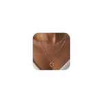 VIROMY Gold Necklace for Women 14k Gold Chain Necklaces Dainty Layered Necklaces Simple Stackable Pendant Necklaces Paperclip Dot Chain Gold Choker Necklaces Gold Jewelry for Women