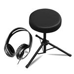 Carlsbro CSS3 Adjustable Folding Drum Stool Padded Throne Guitar Seat with Practice Headphones