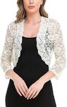 MISS MOLY Women's 3/4 Sleeve Sheer Floral Lace Bolero Shrug Top Cardigan (Apricot, X-Large)