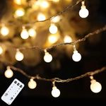 Globe String Lights 59 Ft 100 LED Fairy Lights Plug in with Remote Timer, Connectable 0.71'' Small Frosted Globe Lights for Bedroom Wedding Classroom Indoor Outdoor Decor, Warm White