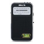 iBELL FM720BT Portable Pocket FM Radio with Bluetooth Speaker, USB/SD MP3 Player, Rechargeable with Type C Port, 2 Band (Black)