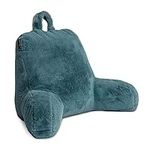 Milliard Reading Pillow with Shredded Memory Foam, Back Rest Pillow for Sitting in Bed with Faux Fur Removable Cover -18x15 inches (Blue)