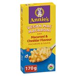 ANNIE'S - Vegan Macaroni and Cheddar Flavour, Organic, No Artificial Flavours, No Synthetic Colours, Plant Based Recipe, 170 Grams Package