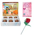 BOGATCHI Mothers Day Gift for mom Special Chocolate Box, 6 pcs + Free Rose + Free Mother's Day Card