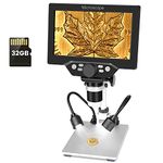 7 inch LCD Digital USB Microscope with 32G TF Card,Micsci 1200X Magnification 12MP 1080P Handheld Camera Video Recorder,PC View,Rechargeable Battery,Fill Lights for Coins PCB Soldering Circuit Board