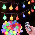 Unihoh Globe Fairy String Lights Battery Powered 49FT/15M 100Leds Indoor String Lights LED 8 Modes Waterproof with Remote & Timer for Bedroom Christmas Wedding Garden Party Decoration - Multi-Coloured