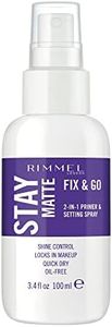 Rimmel London Stay Matte Fix & Go 2-in-1 Primer & Setting Spray, prolonging & enhancing the wear of makeup, leaving skin shine-free, Cruelty-Free