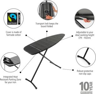 Brabantia XL Ironing Board – Denim Black, Extra Large Surface