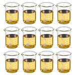 PATIKIL 50ml Low Form Glass Beaker, 12 Pack 3.3 Borosilicate Glass Graduated Printed Scale Measuring Cups with Spout for Kitchen Lab Liquids