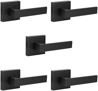 LUMIFERE Matte Black Dummy Door Handle Non-Turning Interior Door Levers (5 Pack) - Modern Keyless Lever Door Handle for Closets, Pantries, Stainless Steel - (Only One Side Use)