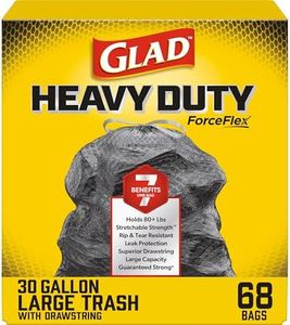 Glad Glad large drawstring trash bags - forceflexplus 30 gallon black trash bag - 68 count, 68 Count
