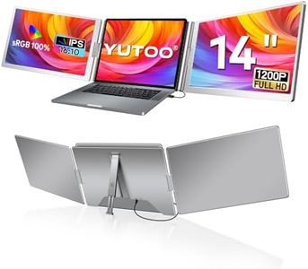 YUTOO 1200P 14” Laptop Screen Extender, [M1/M2/M3/Windows] [1 Cable to Connect], 16:10 | sRGB 100% | 1500:1 Contrast |360°Rotation, Triple Monitor Laptop Extender for 13-17" Laptops