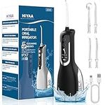 Water Flosser Cordless Teeth Cleaner with OLED Display, IPX7 Waterproof 360°Rotation Portable Cordless Dental Oral Irrigator 360ML for Deep Clean with 5 Modes 4 Jet Tips for Travel & Home Use - Black