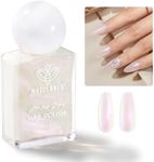 modelones Clear Holographic Iridescent Pearl Nail Polish, Unicorn Shimmer Nail Lacquer Top Coat 15 ml Quick Dry Strengthener Long Last Toe Fingernail Nail Art Manicure Gift for Women Girls 0.5 Fl Oz