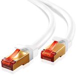 Ethernet Gigabit LAN Network Cable,15 ft(10 Pack) Supports Advanced CAT 7/6 / 5e / 5 High Speed RJ45 Patch Cord | STP 10/100/1000Mbit/s Gold Plated Lead for Switch/Router/Modem-IBRA Round White