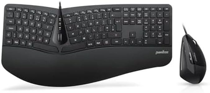 Perixx Periduo-505, Wired Ergonomic Split Keyboard and Vertical Mouse Combo with Adjustable Palm Rest and Membrane Low Profile Keys, UK Layout