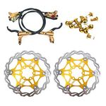 NYK Zoom Hydraulic Disc Brakes Mountain Bike Sets MTB Front & Rear Set with Floating Disc Rotor 160mm & Color Bolts (Gold)