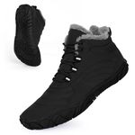 Barefoot Hiking Boots for Winter, Womens Mens Snow Boots, Winter Outdoor Waterproof Warm Fur Lined Boots Comfortable Non-Slip Slip On Short Boots Unisex Trail Hiking Walking Shoes Black