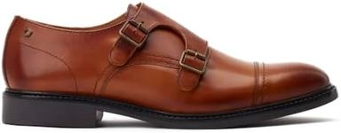 Base London Mens Diablo Waxy Tan Leather Double Monk Strap Shoes UK 8