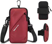Cell Phone Holder Arm Band, Small Crossbody Shoulder Holsters Bag with Armband, Fits iPhone and All Cell Phones, Use for Running, Walking, Hiking & Biking (Plus Size,Red)