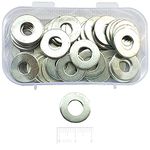 Jaset Innovations Hardware Plain Flat Washers – # 8x20 – 8mm Inner Diameter, 20mm Outer Diameter – White Zinc Plated – 200 Pieces