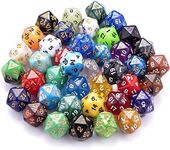 AUSTOR 42 Pieces Polyhedral Dice 20 Sided Game Dice Set Mixed Color Dices Assortment with a Black Velvet Storage Bag for DND RPG MTG Table Games