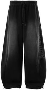 Aelfric Eden Vintage Washed Baggy Barrel Sweatpants for Women Men Wide Leg Graphic Streetwear Pants with Pockets Black L