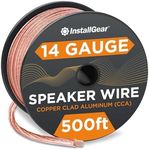 InstallGear 14 Gauge Wire AWG Speaker Wire (500ft - Clear) | Speaker Cable for Car Speakers Stereos, Home Theater Speakers, Surround Sound, Radio, Automotive Wire, Outdoor | Speaker Wire 14 Gauge