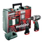 Metabo 6.00080.88 Power Max BS Basic Drill Driver with 2 2 A Batteries/Quick Change Drill Chuck/Charger/62-Piece Mobile Workshop , Green