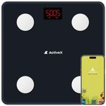 ActiveX (Australia) Savvy Smart Bluetooth Digital Bathroom Body Weight Body Fat BMI Scale Weight Machine | Tracks 13 Body Parameters | Free ActiveX App | Batteries Included