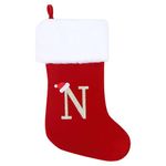 Sulobom Christmas Stocking, Personalised Letter Christmas Stockings, 18 Inch Large Xmas Stockings,Personalised Stocking Xmas Decorations for Family Holiday Season Decor (N)