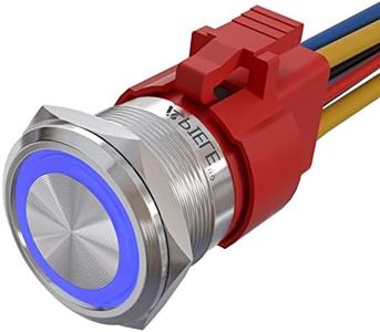 APIELE 10 Amp 22mm Momentary Push Button Switch 12V Angel Eye LED Waterproof Stainless Steel Round Self Reset 7/8'' 1NO 1NC (10 Amp/Blue Led)