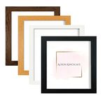 Modern 8x8 Photo Frame Black - Square Picture Frames With Safe Perspex Front & Wall Hanging Hooks - Use As Square Photo Frame - Poster Frames - Square Frame 8x8 Inch (20.3 x 20.3cm), Black)