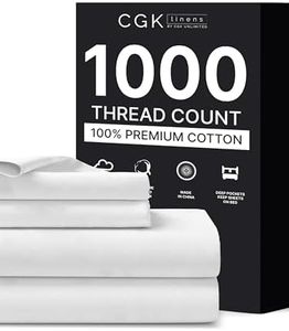 1000 Thread Count Sheet Set - 100% Cotton Bed Sheets - Softer Than Egyptian Cotton - 4-Piece White Queen Set - Soft Sateen Weave - Hotel Luxury Bedding 16" Deep Pocket (Fits up to 17" Mattresses)