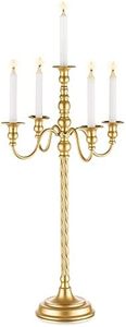 Wedding Candelabra Tall Floor Candelabras - Gold 5 Arm Candelabra, 28" Metal Spiral Candelabra Candle Holder, Antique Candle Opera Centerpieces Stand for Events, Ceremony Aisle Reception