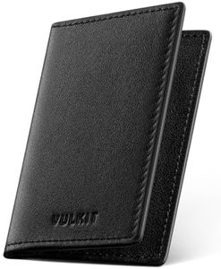 VULKIT Leather Business Card Holder 2 Sided Slim Business Name Card Organizer for Men or Women (Nappa Black)