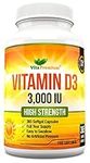 Vitamin D 3,000 IU, High Strength Vitamin D3 Supplement, 365 Easy to Swallow Softgels - Full Year Supply