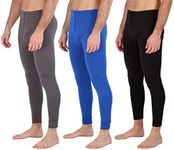 3 Pack:Mens Thermal Underwear Base Layer Fleece Lined Fly Long Johns Bottom Pants Warm Long Johns Compression Underpants Cold Tights Leg Warm termicos Hombre Leggings Training Tights Snow- Set 9, M