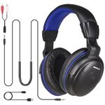 SIMOLIO Long Cable Headphones for TV with Volume Amplified & Clear Dialogue, 18ft/5.5M Long Coil Cord, Over Ear Wired TV Headphones for Seniors w/Volume Control & Clip, 40 Hrs Playtime