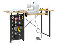 Sew Ready Pivot Sewing Table with Swingout Storage Panel, Graphite/Ashwood