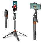 Auto Face Tracking Tripod for iPhone,70" Tall Travel Phone Tripod with Remote and Gesture Control,Selfie Stick Stand for Video Recording&TikTok Live Streaming&Content Creator(without Fill Lights)