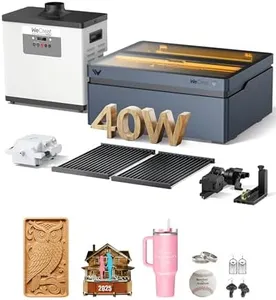 WECREAT Vision 40W Laser Cutter with Fume Extractor, 4 in 1 Rotary, Air Assist, Laser Bed, Fully Enclosed Diode Desktop Laser Engraver Machine for Acrylic Wood Metal Leather Craft DIY