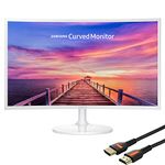 Samsung Monitor for Business Gaming, 27" FHD Curved Widescreen LED Slim Bezel Anti-Glare, AMD FreeSync, 4ms Response Time, 60Hz Refresh Rate, Ultra-Slim, HDMI, DisplayPort, HDMI Cable