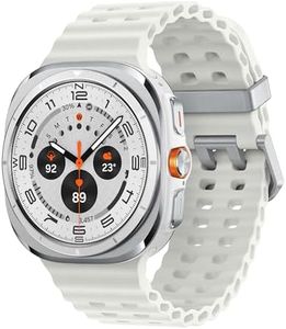 Samsung Galaxy Watch Ultra (2025), AI Smart Watch, Marine Band, Titanium Casing, Cushion Design, Quick Button, 47mm, LTE, Titanium White, 3 Year Extended Warranty (UK Version)