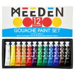 MEEDEN Gouache Paint Tube Set - 12 x 12ml (0.4 oz) Colors Art Paint Supplies for Artists Students Beginners - Rich Pigment Art Paints for Canvas Painting