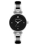 Anne Klein Women's Genuine Diamond Dial Bangle Watch, Black/Silver, AK/1981BKSV