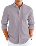 COOFANDY Men's Casual Button Down Long Sleeve Dress Shirt Untucked Business Wrinkle Free Muscle Fit Stretch Shirts Grey